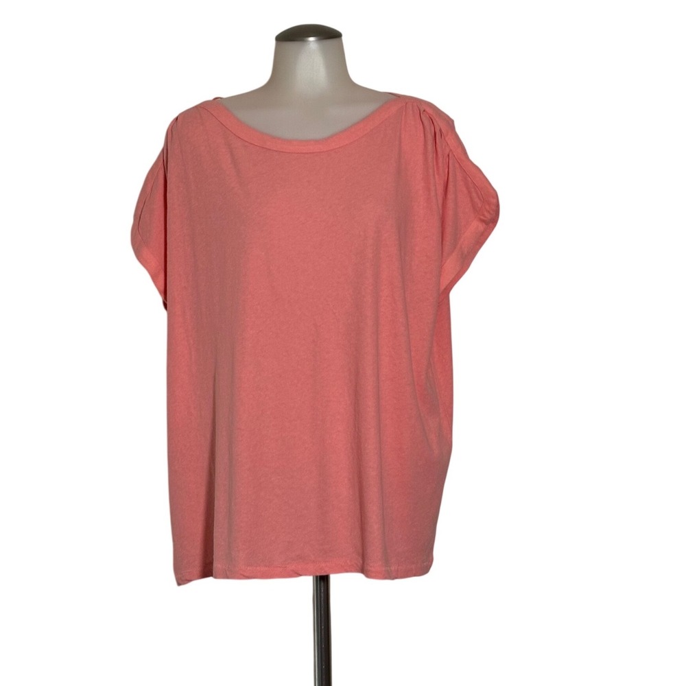 Wonderly Boat Neck Top Women XL Coral Blast Linen Cotton Blend Dolman Sleeve NEW